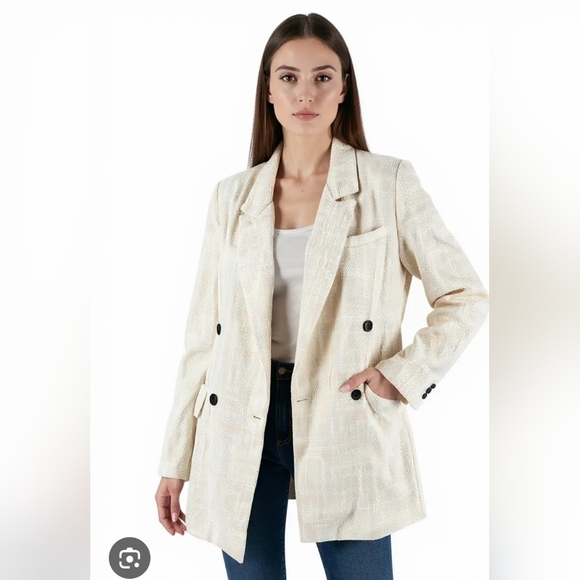 HYFVE Jackets & Blazers - HYFVE Cream Double-Breasted Blazer New In Poly Bag Medium PTP 19